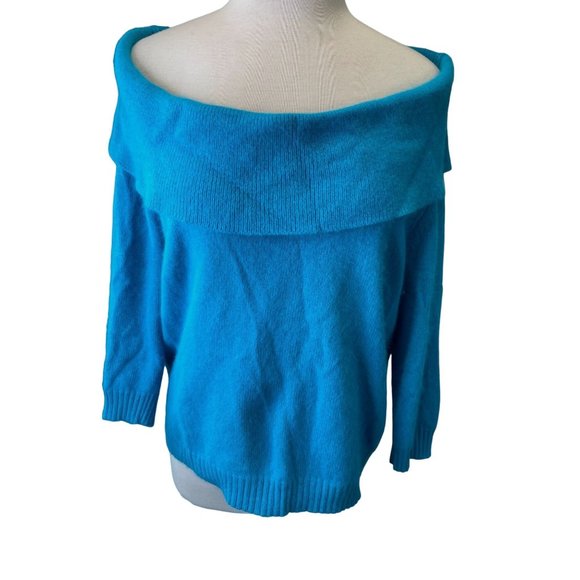 Newport News Jeanology Sweater Women 2X Blue Angora Lambswool Blend Cowl Neck - Picture 4 of 8